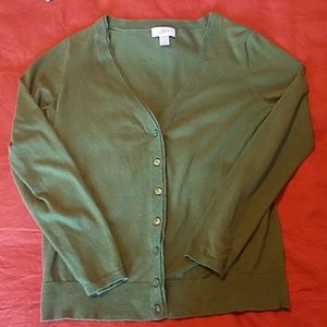 Ann Taylor LOFT Green Long Sleeve Cardigan M